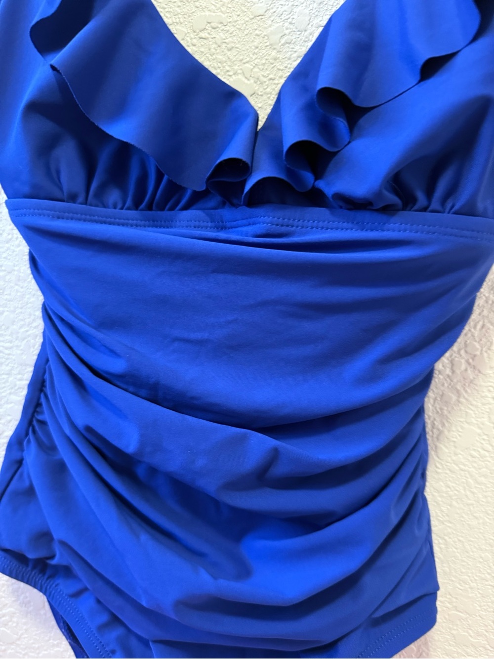 DKNY Royal Blue One Piece Swimsuit XS Ruffle Ruched Like New - Picture 2 of 9